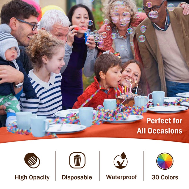 Exquisite 12-Pack Premium Plastic Tablecloth 54in. x 108in. Rectangle Table Cover - Orange - Image 5